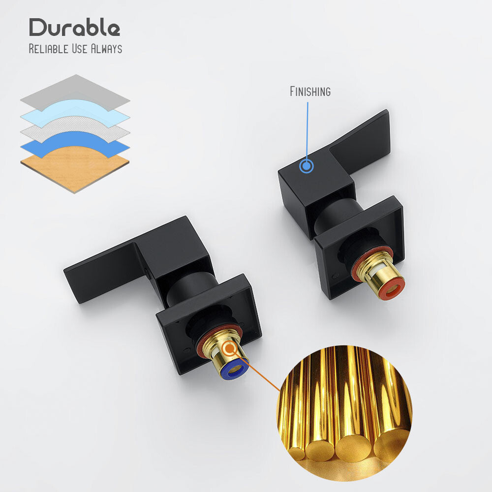 Decaura Square Rain Shower Head Set Matte Black Bathroom Wall Tapware Mixer Taps