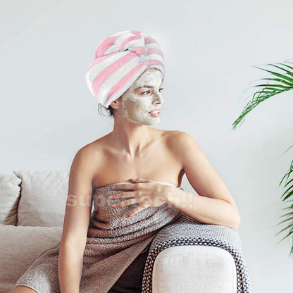 Fast Dry Microfibre Hair Towel Drying Turban Bath Head Wrap Hat Spa Cap AU