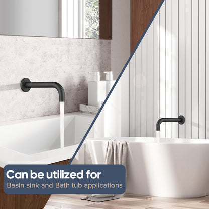 Decaura Basin Taps and Water Spout Set Bath Tub Spouts Outlet Wall Mount Black