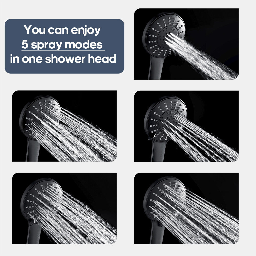Decaura Hand Held Shower Head 5-Mode Sprayer with 1.5m flexible Shower Hose