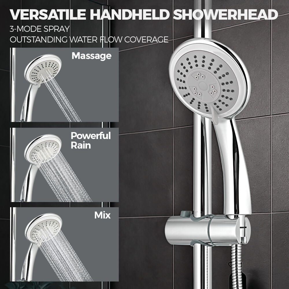 Simplus 8" Rain Shower Head Set Round Gooseneck Shower Arm Wall Mounted Chrome
