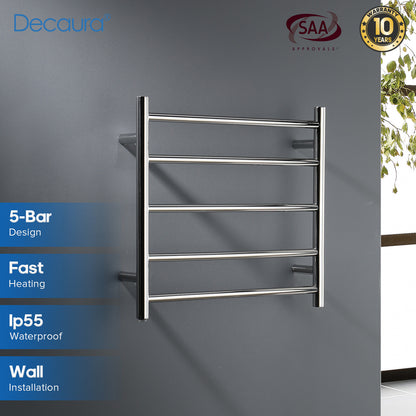 Decaura Heated Towel Rail Rack 304 Stainless Steel Freestanding/Wall Mounted