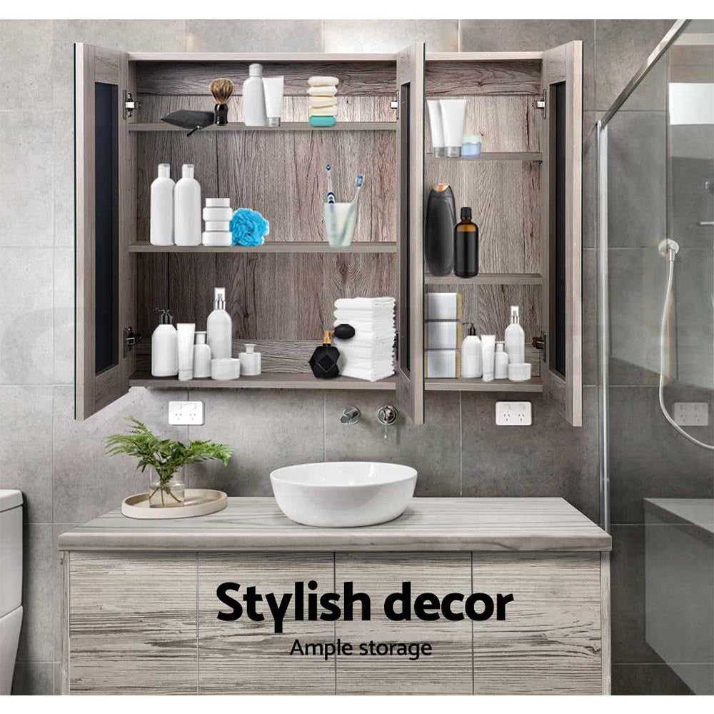 Cefito Bathroom Mirror Cabinet 900x720mm Vanity Medicine Shaving Makeup Oak