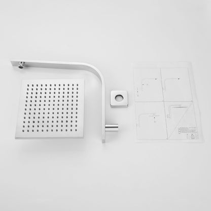 Decaura 8" Rain Shower Head and Gooseneck Shower Arm Square Chrome Wall Mount