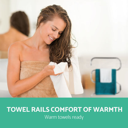 Devanti Electric Heated Towel Rail Rack Rails Stainless Freestanding Shelf