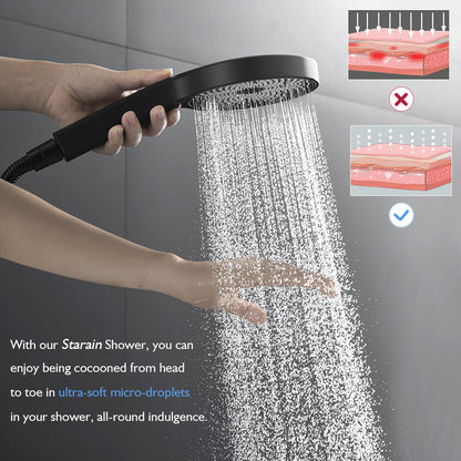 Decaura Round Hand Held Shower Head Black 3-Mode 130mm large Spray Bathroom