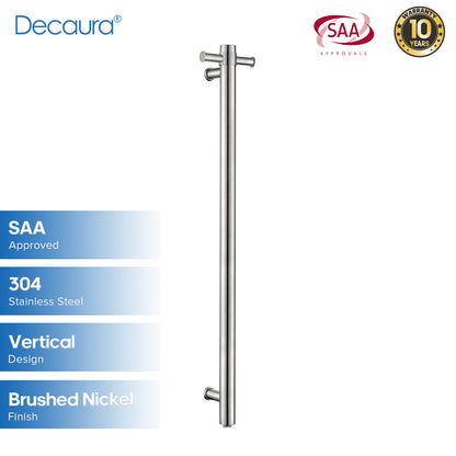 Decaura Wall Mounted Heated Towel Rail Rack Vertical 1 Bar 304 Stainless Steel