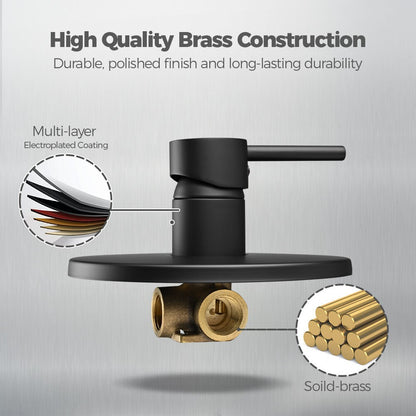Simplus Brass Shower Mixer Tap Hot Cold Round Bath Shower Mixer Watermark Black