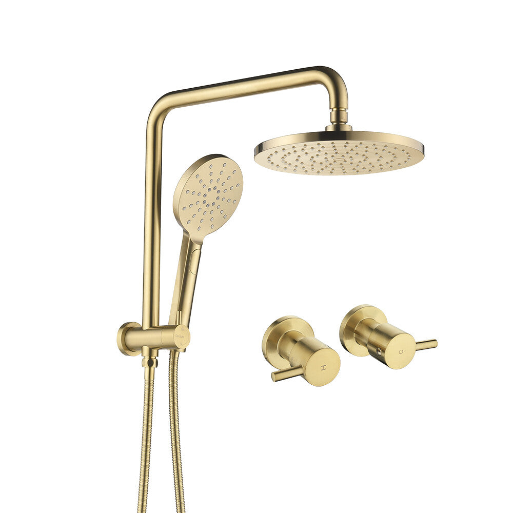 Decaura 9" or 10" Shower Head Set Gooseneck Chrome Black Golden Wall Shower Taps