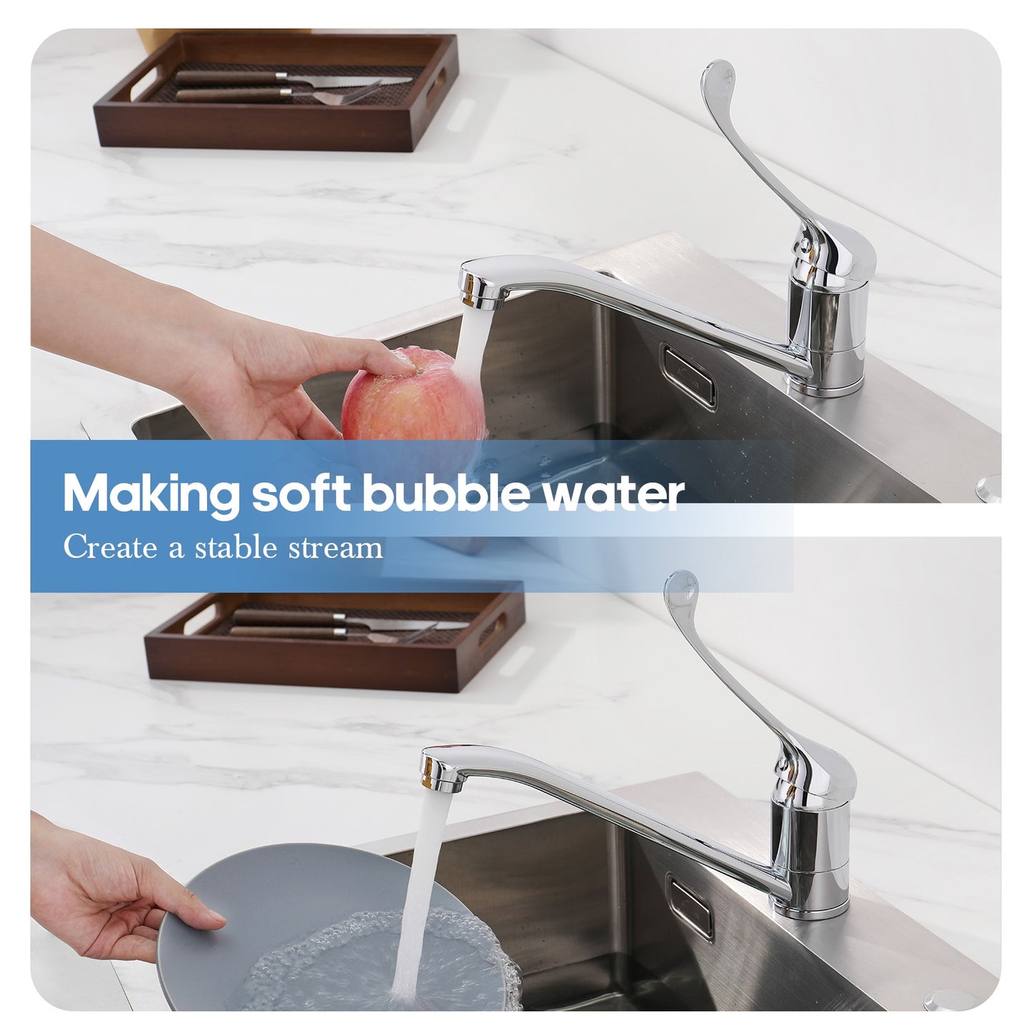 Decaura Kitchen Sink Laundry Mixer Tap Chrome Swivel Spout Stainless Steel