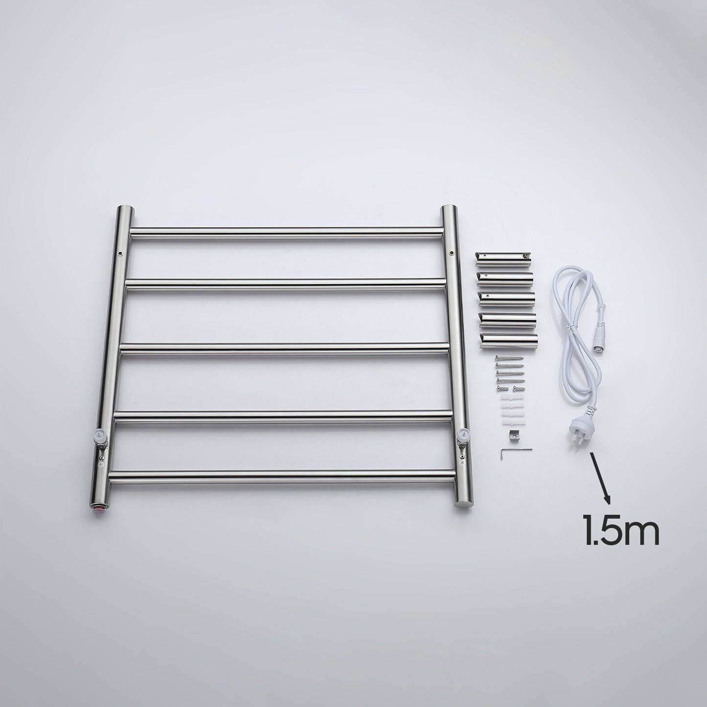Decaura Wall Mounted Heated Towel Rail 5 Bar 304 Stainless Steel Brushed Round