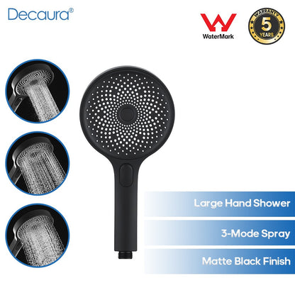 Decaura luxury Hand Held Shower Head 130mm Black/Chrome Bathroom 3 Mode Spray