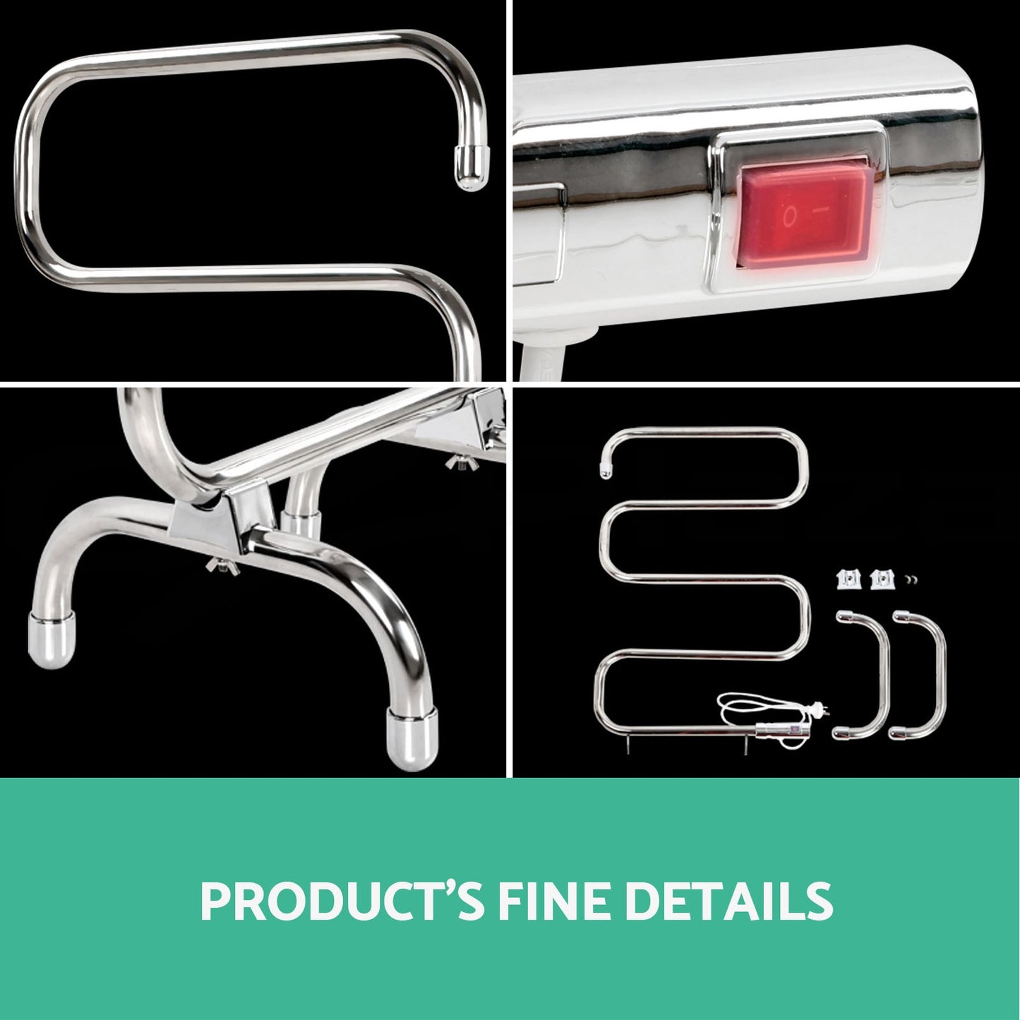 Devanti Electric Heated Towel Rail Rack Rails Stainless Freestanding Shelf