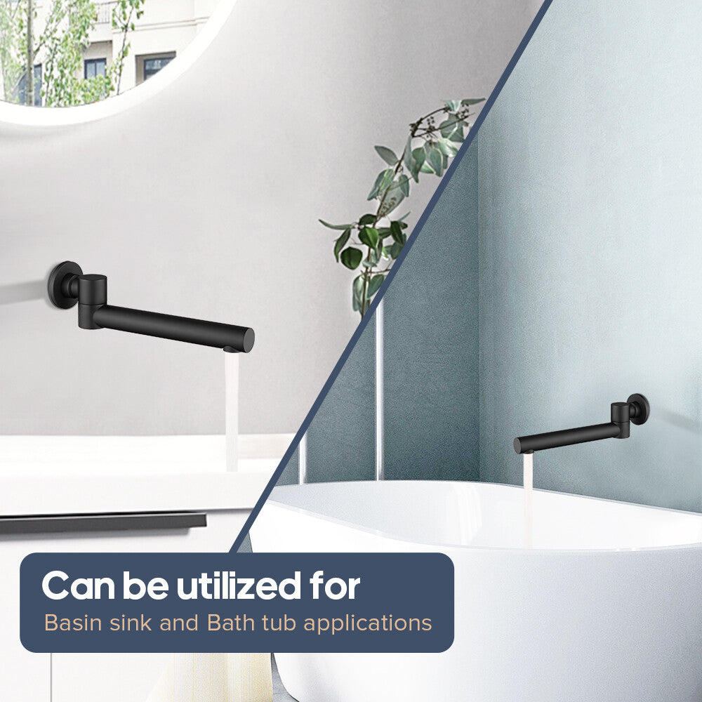 Decaura Bath Spout Brass 180° Swivel Arm Black Wall Mounted Bathroom Basin