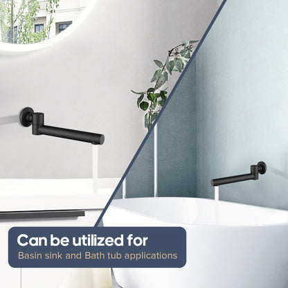 Decaura Bath Spout Brass 180° Swivel Arm Black Wall Mounted Bathroom Basin