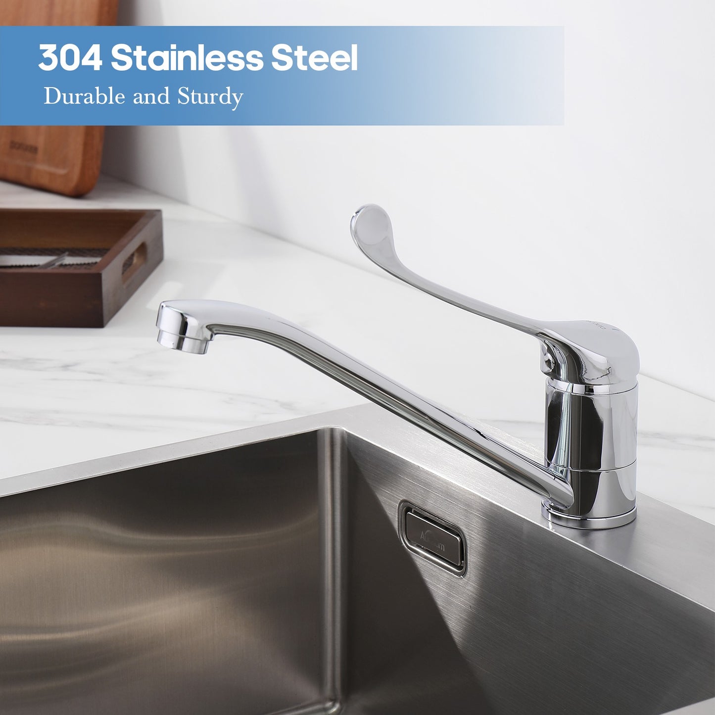 Decaura Kitchen Sink Laundry Mixer Tap Chrome Swivel Spout Stainless Steel