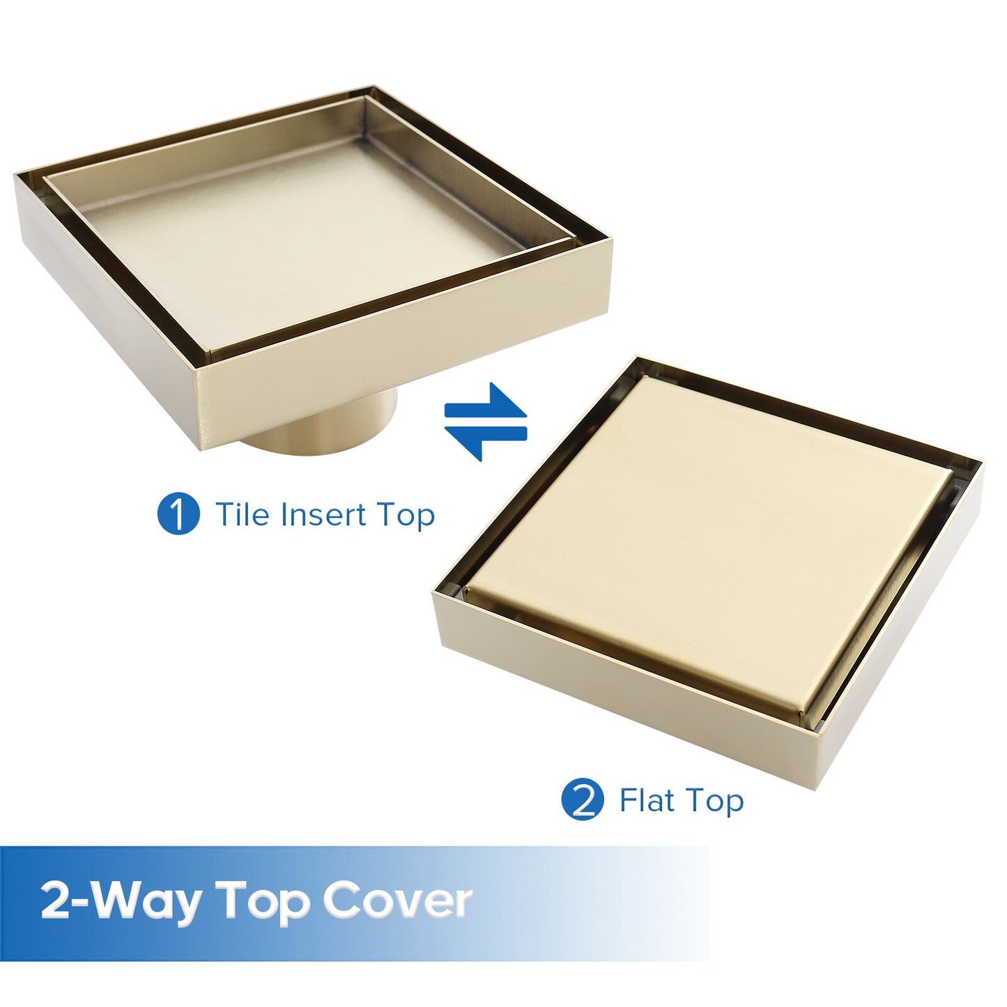 Tile Insert Square Shower Drain Grate 50mm/80mm Waste Outlet Brushed/Gold/Black