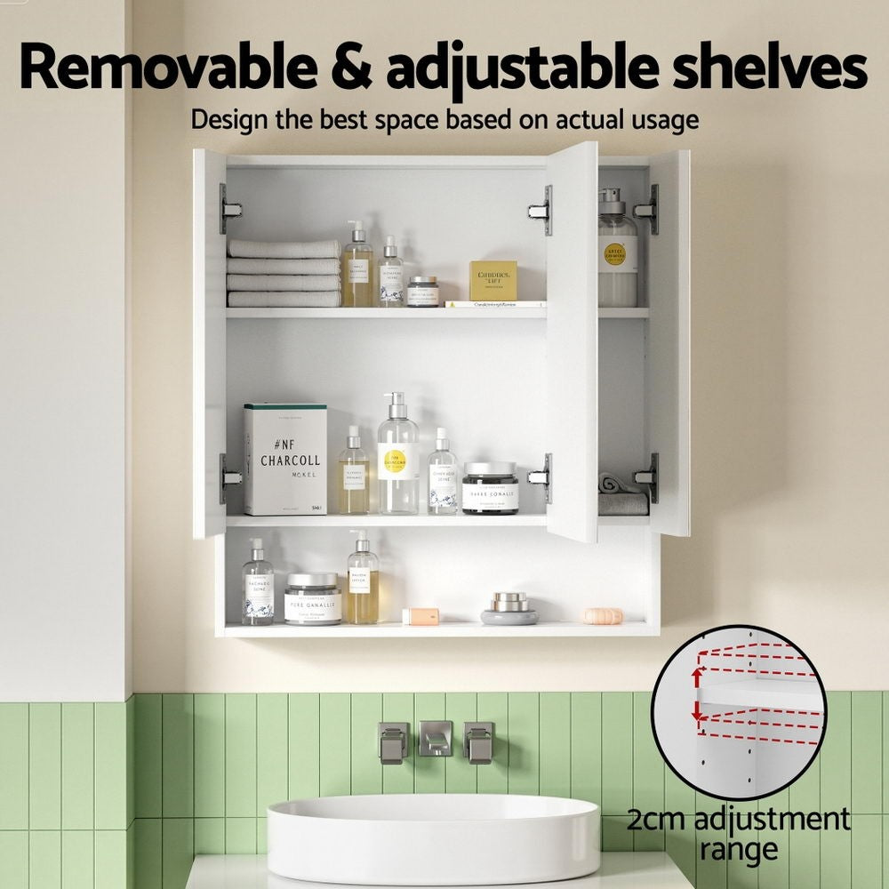 Cefito Bathroom Mirror Cabinet Medicine Wall Hung Adjustable 700x750mm White