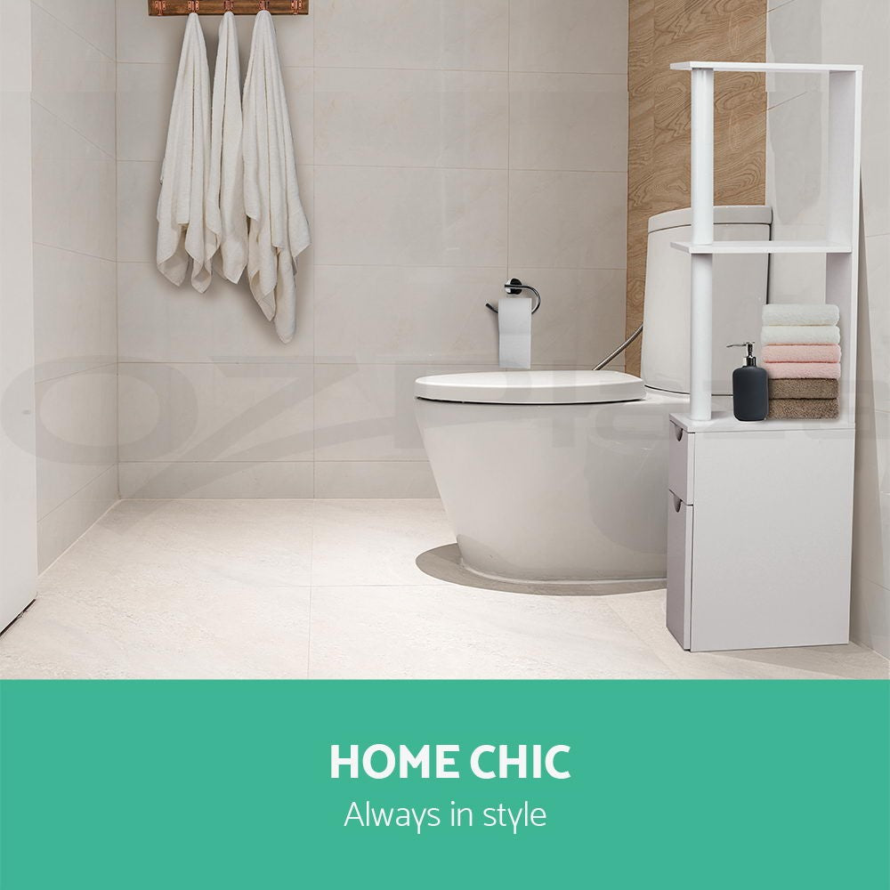 Artiss Bathroom Cabinet Storage Shelf Toilet Cupboard Laundry 118cm White