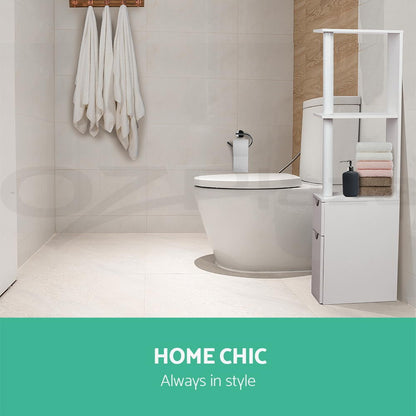 Artiss Bathroom Cabinet Storage Shelf Toilet Cupboard Laundry 118cm White