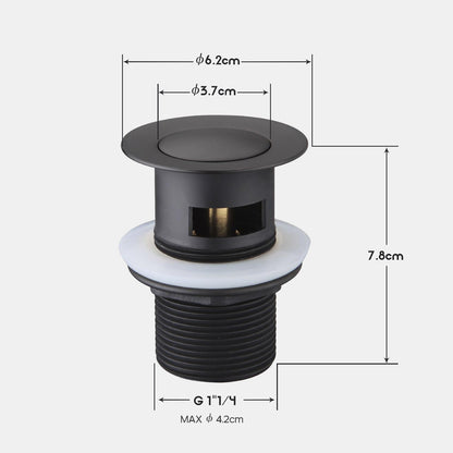 Basin Pop Up Waste Plug With Overflow 32/40mm Black Bathroom Vanity Stainless