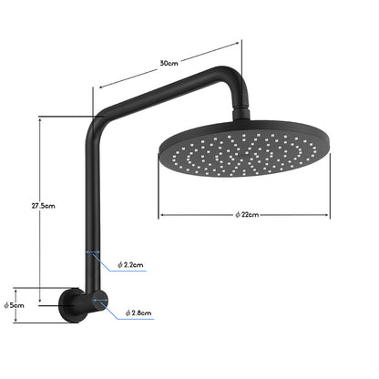 Decaura 9" Rain Shower Head Set Brass Gooseneck Shower Arm Shower Mixer Black