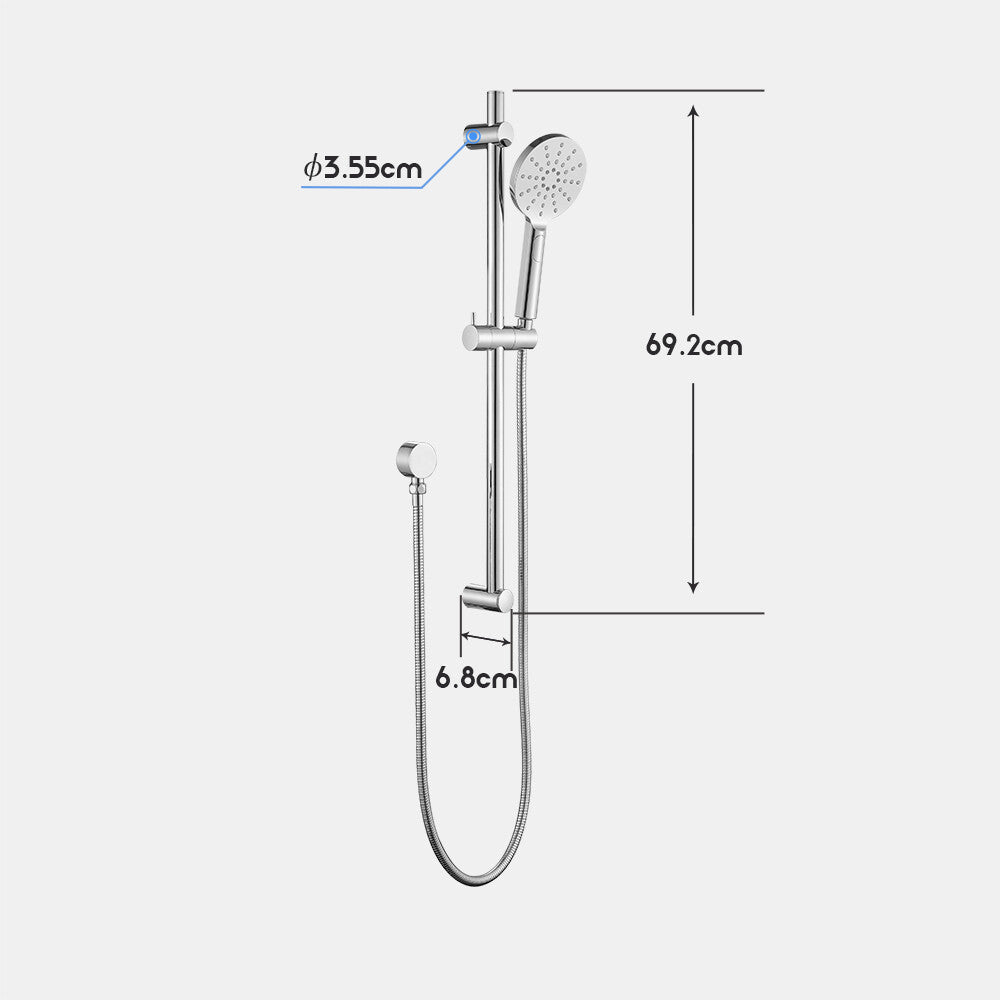 Decaura Hand Held Shower Head on Rail Sliding Bar Wall Mount 3-Mode Spray