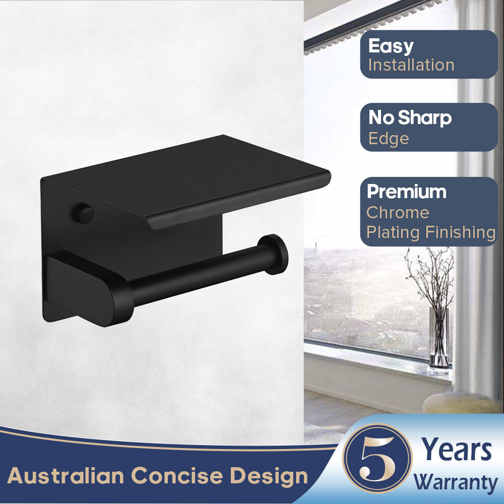 Decaura Towel Rail Racks 600mm/750mm Toilet Paper Roll Holder Hooks Holder Black