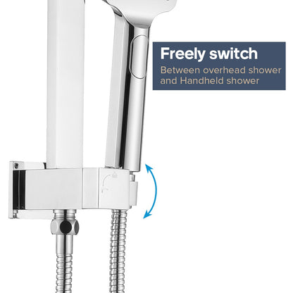 Decaura Shower Head Set 2 in 1 System Gooseneck Arm Chrome Wall Mount Mixer Taps