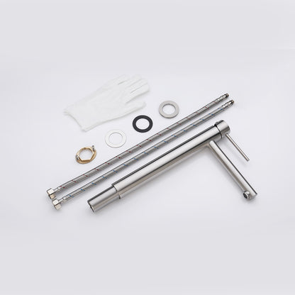 Decaura Tall Bathroom Basin Mixer Tap Brushed Nickel for Countertop Basin