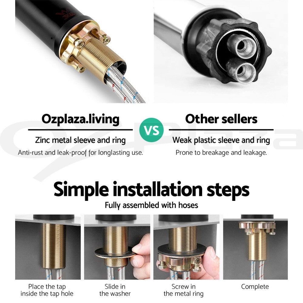 Cefito Bathroom Taps Basin Mixer Tap Faucet Sink Laundry Brass Swivel Black