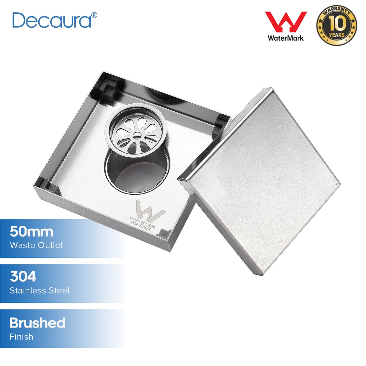 Decaura Tile Insert Shower Drain Grate Brushed Floor Waste 304 Stainless Steel