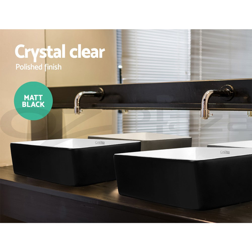 Cefito Ceramic Bathroom Vanity Basin Sink Above Counter Basins Bowl Black White