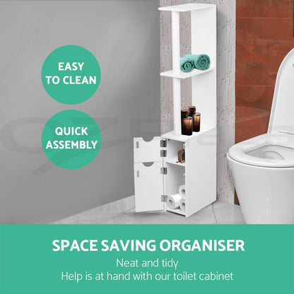 Artiss Bathroom Cabinet Storage Shelf Toilet Cupboard Laundry 118cm White