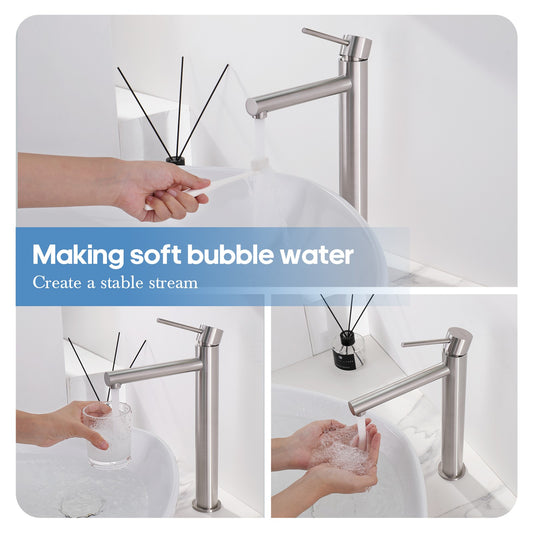 Decaura Tall Bathroom Basin Mixer Tap Brushed Nickel for Countertop Basin