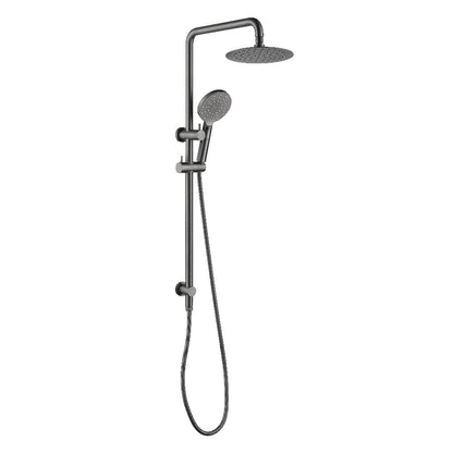 Decaura Bathroom Rain Shower Head Set Round Gooseneck Shower Arm Gunmetal Grey