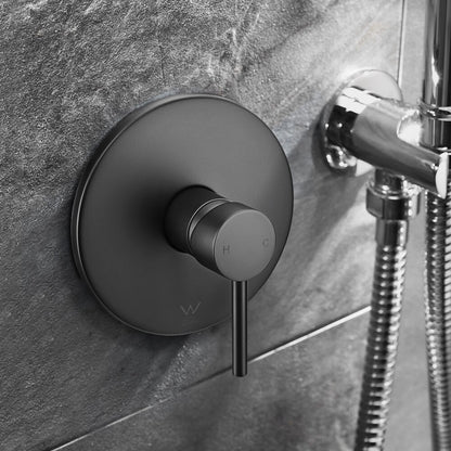 Simplus Brass Shower Mixer Tap Hot Cold Round Bath Shower Mixer Watermark Black