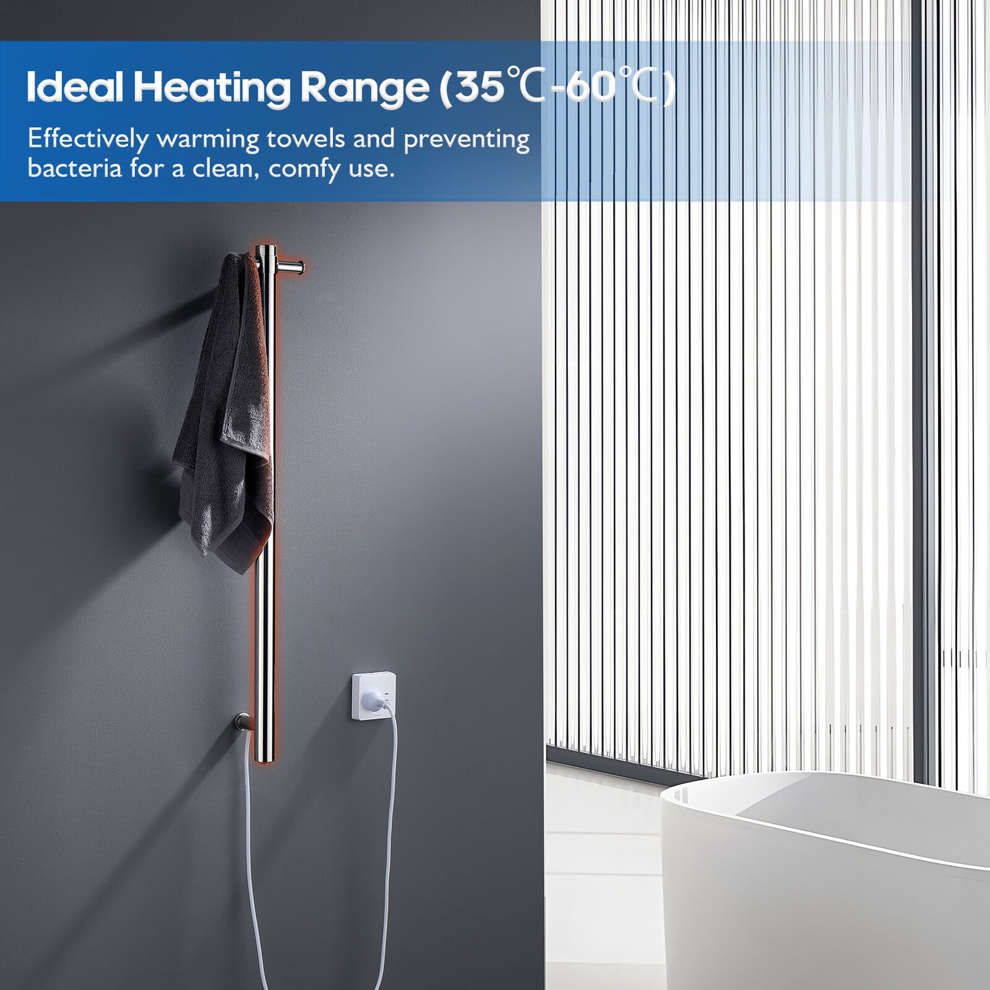 Decaura Heated Towel Rail Rack 304 Stainless Steel Freestanding/Wall Mounted