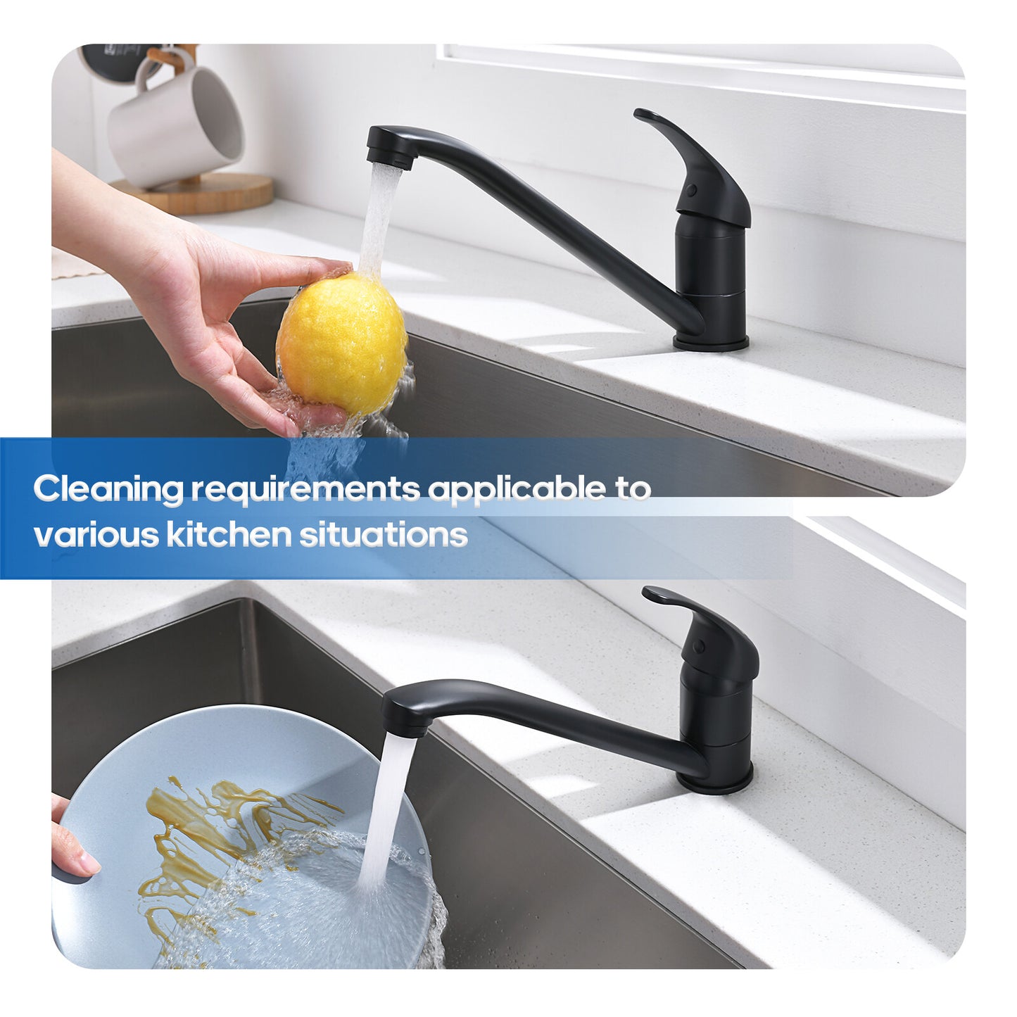 Decaura Laundry Sink Mixer Tap Black Swivel Long Arm Kitchen Faucet