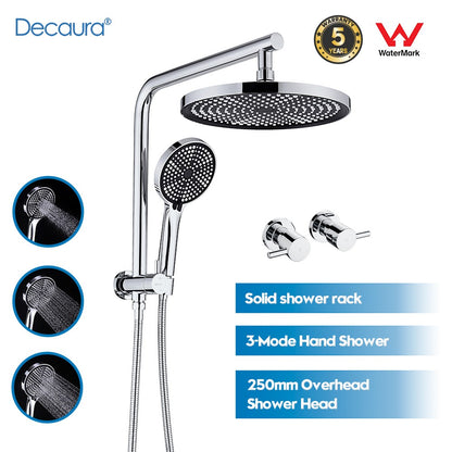 Decaura 10" Rain Shower Head Set Gooseneck Shower Arm Shower Mixer Tap Chrome