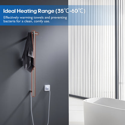 Decaura Wall Mounted Heated Towel Rail Rack Vertical 1 Bar 304 Stainless Steel
