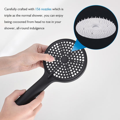 Decaura Black Shower Head Set 10 Inch Rainfall+3-Mode Hand Held Gooseneck Arm