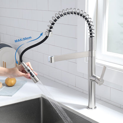 Decaura Spring Kitchen Tap Pull Out Stainless Steel Spray Head Brushed Nickel