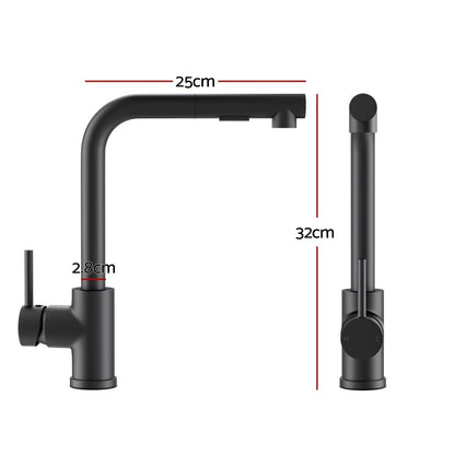 Cefito Kitchen Mixer Tap Pull Out Rectangle 2 Mode Sink Basin Faucet WELS Black
