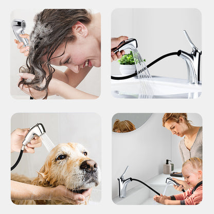 Decaura Bathroom Basin Mixer Tap Vanity Sink Taps Chrome pull out 2-Mode Sprayer