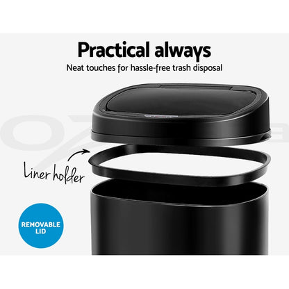 Devanti 58L Motion Sensor Bin Rubbish Automatic Trash Can Kitchen Black