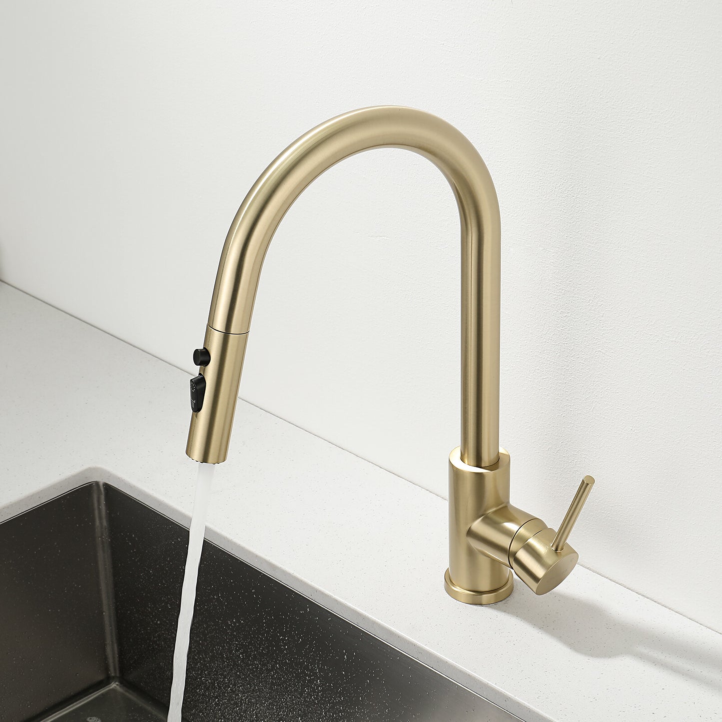 Decaura Kitchen Mixer Tap Pull Out Brushed Gold with Stainless Steel Spray Head