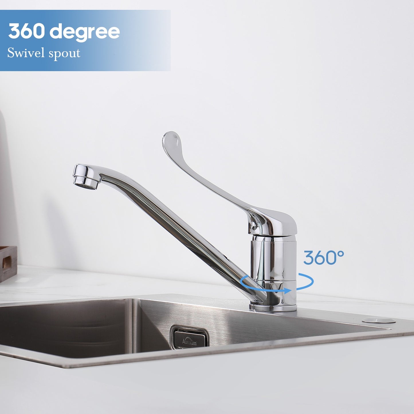 Decaura Kitchen Sink Laundry Mixer Tap Chrome Swivel Spout Stainless Steel