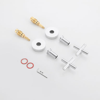 Decaura Shower Taps Two Mixer 1/4 Turn Chrome Cross Handle Wall Top Assemblies