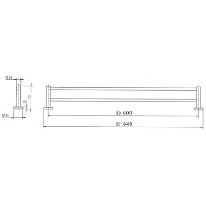 Decaura Towel Rail Racks 600mm/750mm Toilet Paper Roll Holder Hooks Holder Black